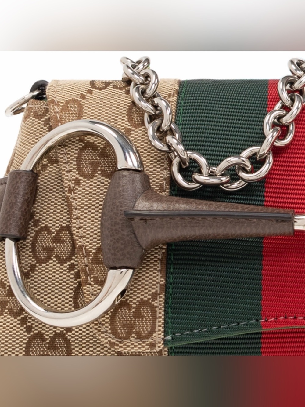 GUCCI Horsebit chain small web stripe chain bag - Picture 4 of 6